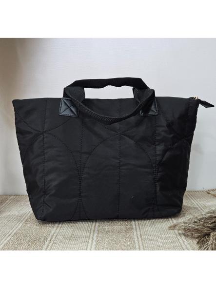 Bolso nylon tote negro mediana