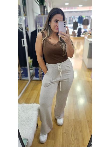 Pantalón punto beige [0]