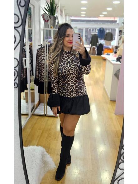 Vestido animal print globo