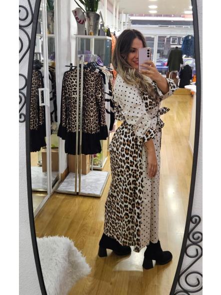 Vestido combi animal print y topitos [0]