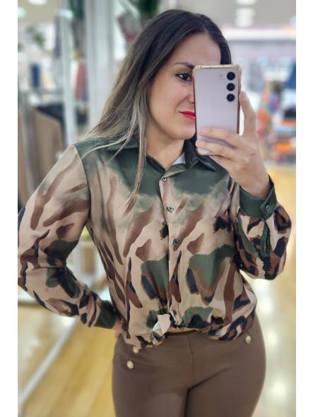 Camisa animal print degradado verde