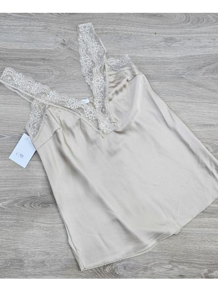 Blusa lencera raso beige