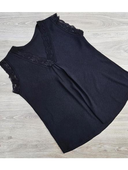 Blusa lencera sin mangas negra TALLA GRANDE