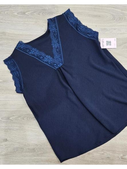 Blusa lencera sin mangas marina TALLA GRANDE