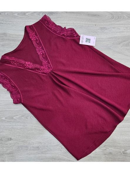 Blusa lencera sin mangas granate TALLA GRANDE