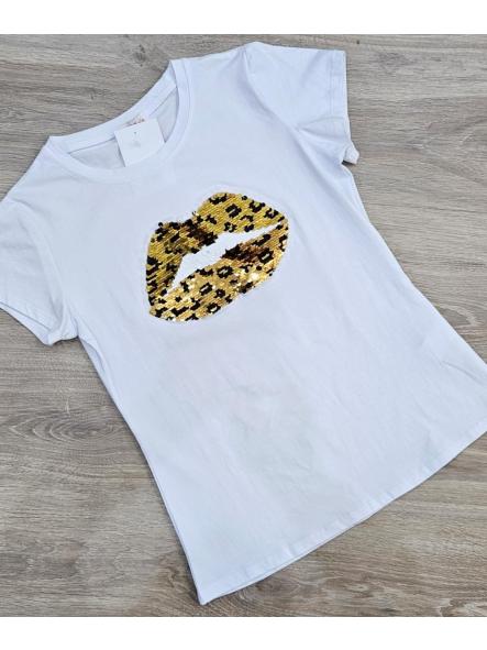 Camiseta labios lentejuelas