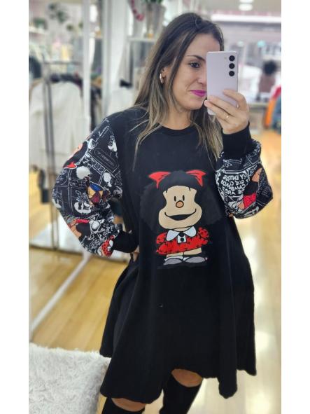 Vestido mafalda mangas viñetas TALLA GRANDE