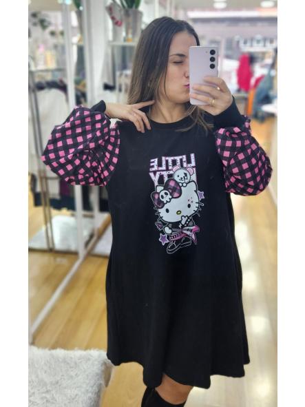 Vestido hello kitty mangas cuadros vichy TALLA GRANDE