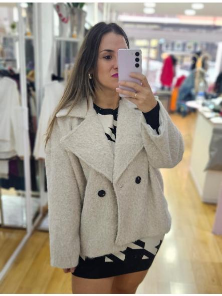 Chaquetón paño jaspeado beige [0]