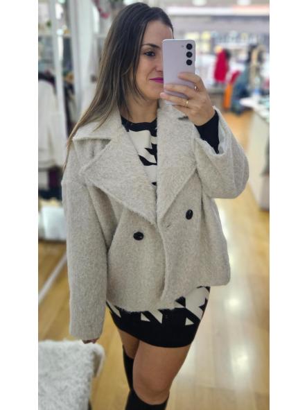 Chaquetón paño jaspeado beige [1]