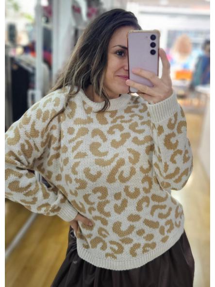 Jersey animal print beige