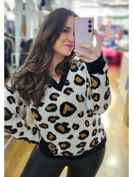 Jersey animal print borde negro