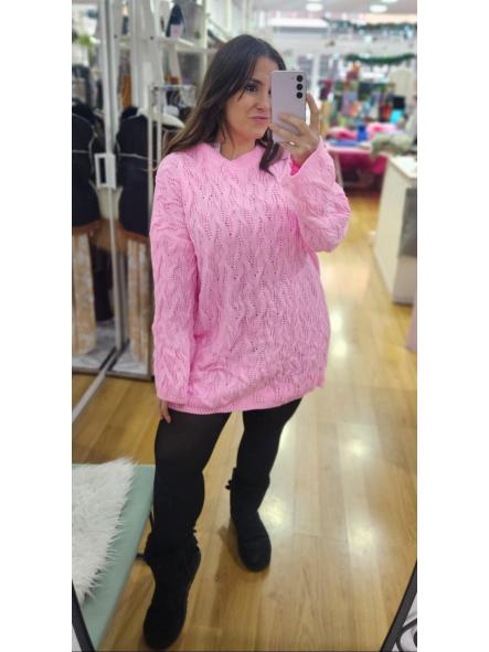 Vestido punto ochos oversize rosa [1]