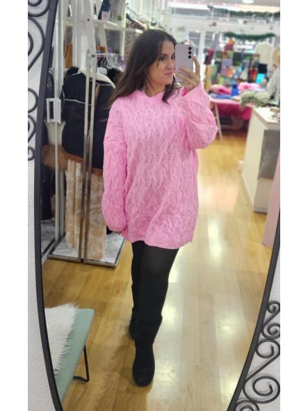 Vestido punto ochos oversize rosa