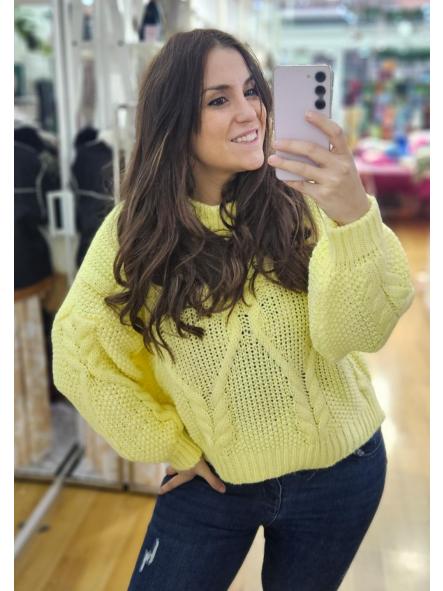 Jersey punto ochos oversize amarillo