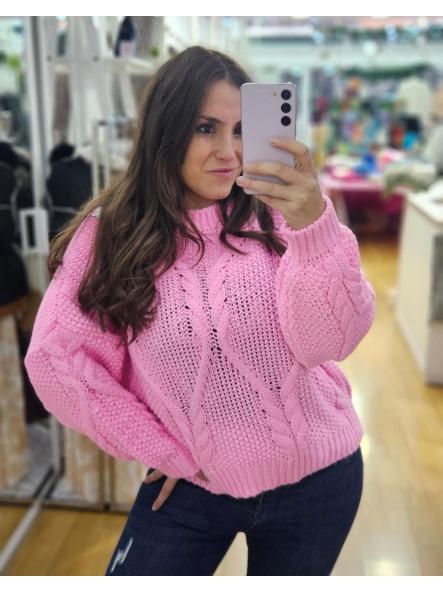 Jersey punto ochos oversize rosa