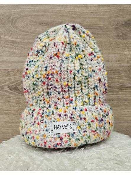 Gorro lana blanco jaspeado HERVELS