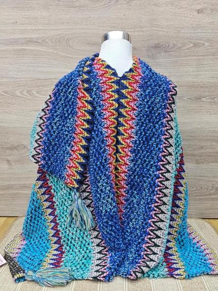 Poncho punto multicolor azules [1]