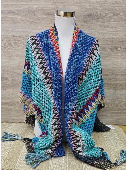 Poncho punto multicolor azules