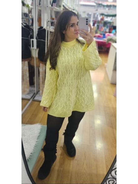 Vestido punto ochos oversize amarillo