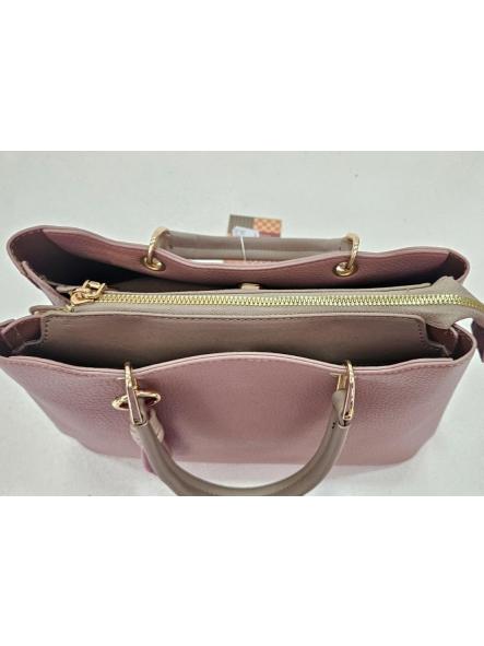 Bolso tote bag rosa combinado efecto piel [1]