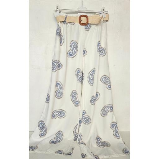 Pantalón fluido estampado paisley azul cielo [1]
