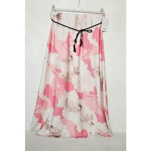 Falda raso estampada rosas