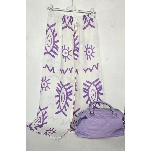 Pantalón hilo ojo turco lila 