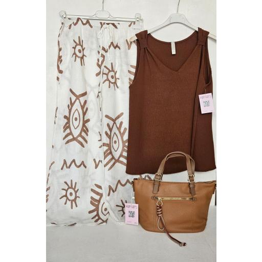 Pantalón hilo ojo turco camel [0]