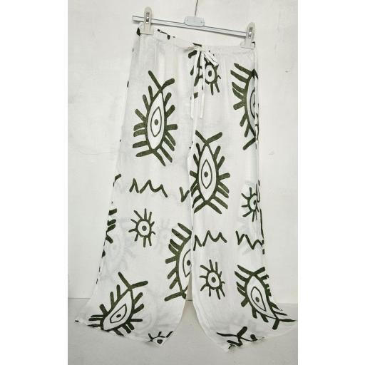 Pantalón hilo ojo turco kaki