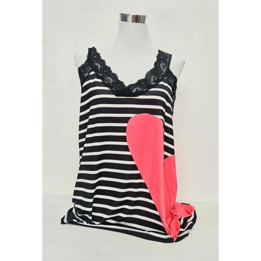 Camiseta lencera rayas corazón  Talla grande