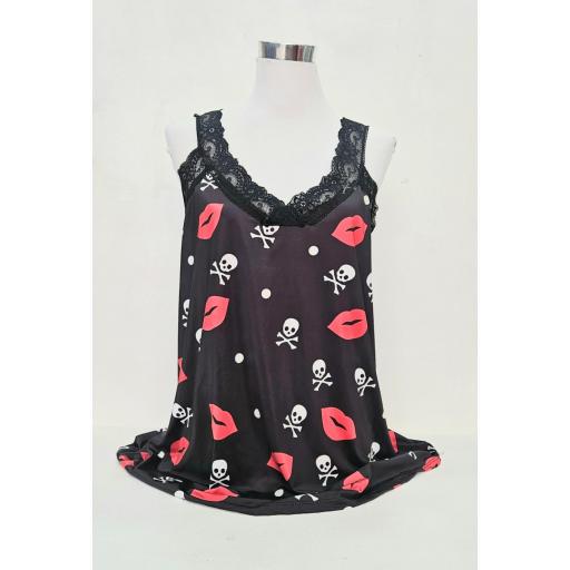 Camiseta lencera labios calavera Talla grande