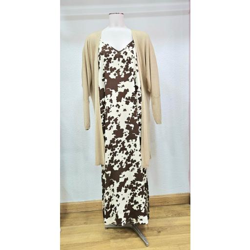 Vestido lino estampado vaca marrón chocolate [1]