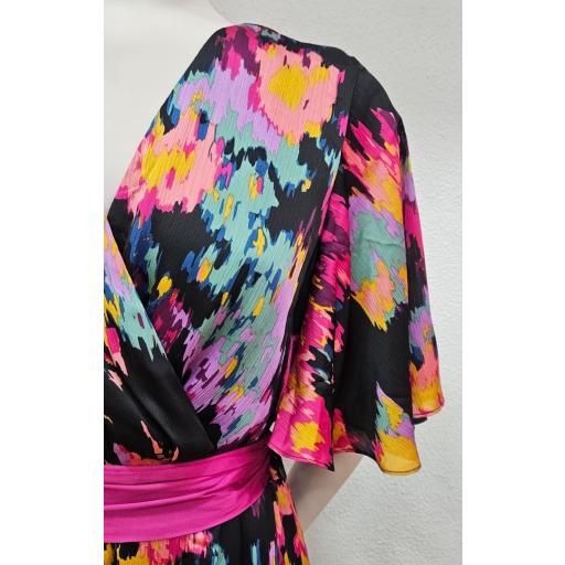 Vestido raso estampado negro colores [1]