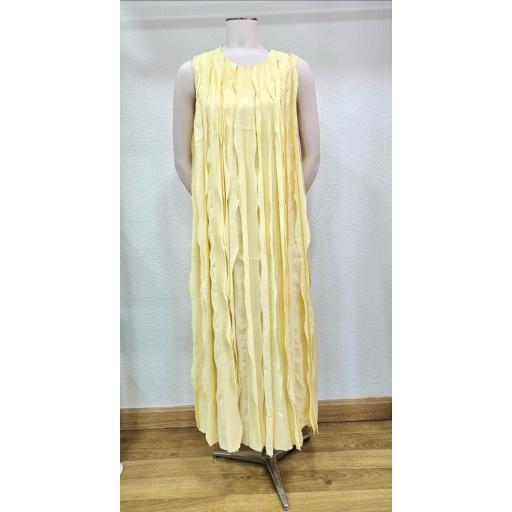 Vestido largo efecto tiras amarillo [1]