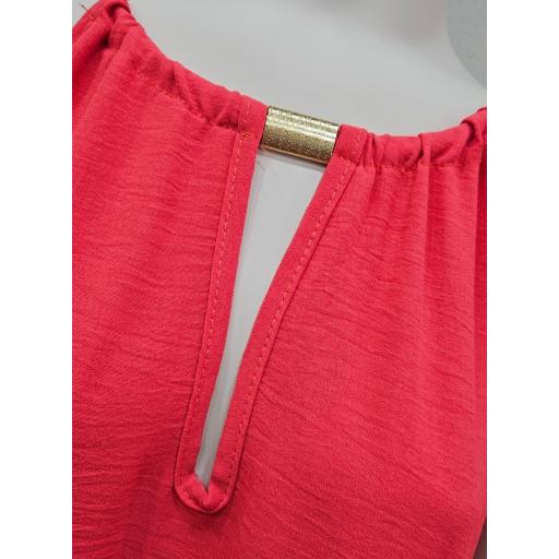 Vestido largo efecto collar coral [0]