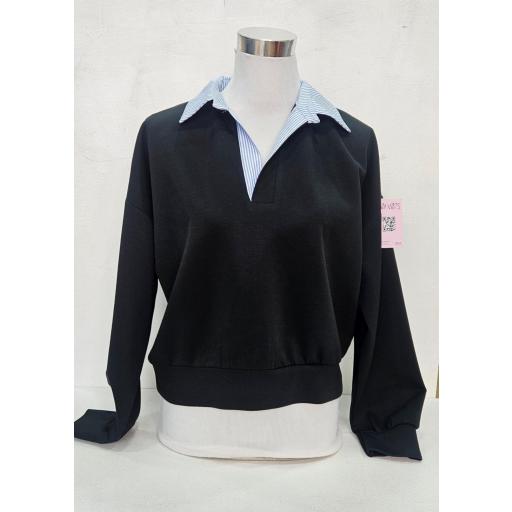 Sudadera falsa camisa marina