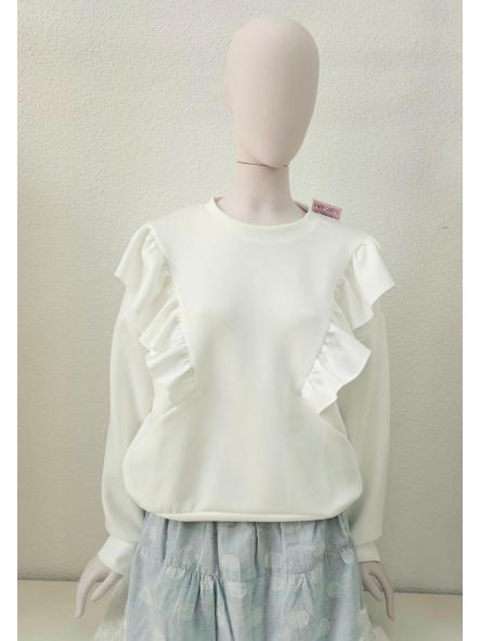Sudadera volantes hombros blanca [0]