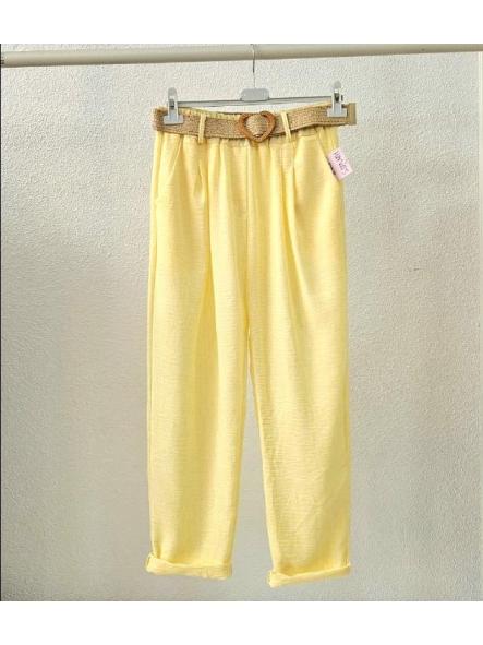 Pantalón pitillo lino amarillo