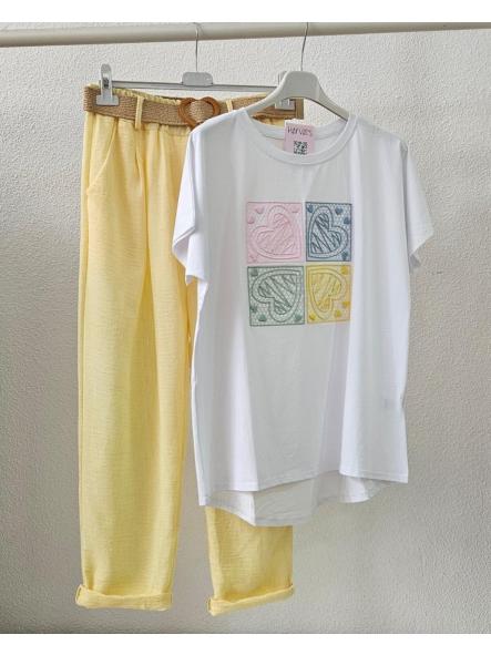 Pantalón pitillo lino amarillo [1]
