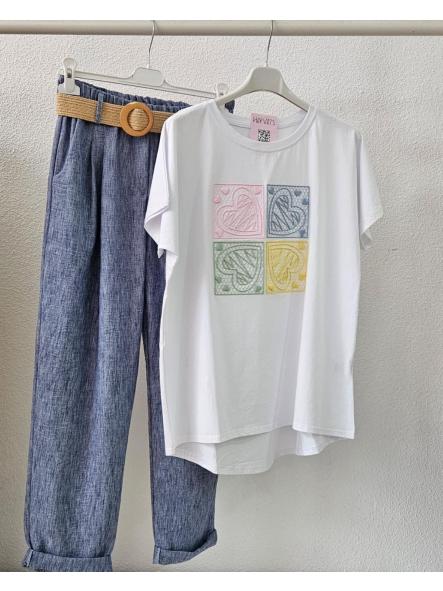Pantalón pitillo lino azul [1]