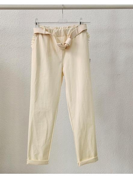 Pantalón pitillo algodón vainilla