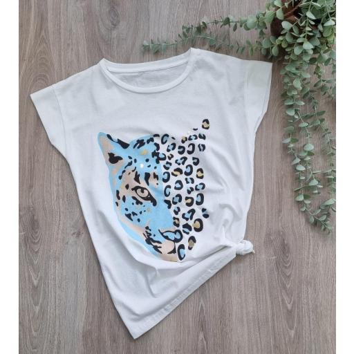 Camiseta leopardo azul