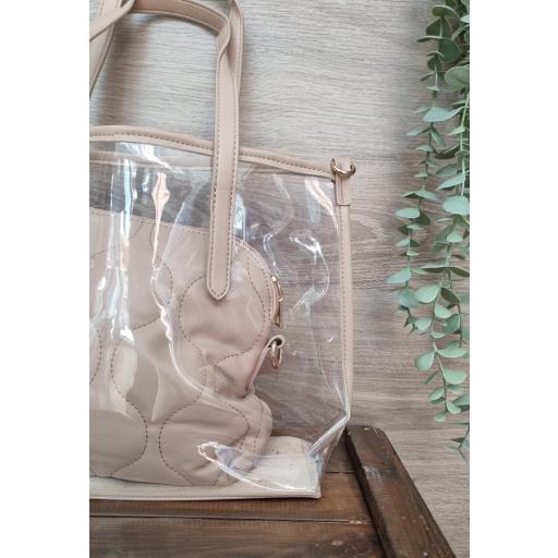 Bolso doble transparente beige [1]