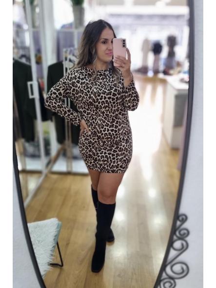 Vestido animal print leopardo licra