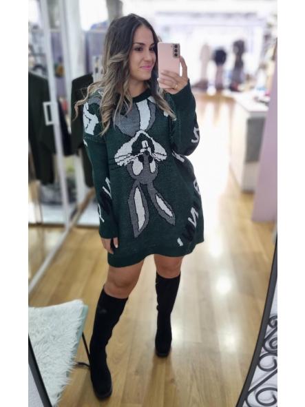 Vestido punto bugs bunny verde [0]