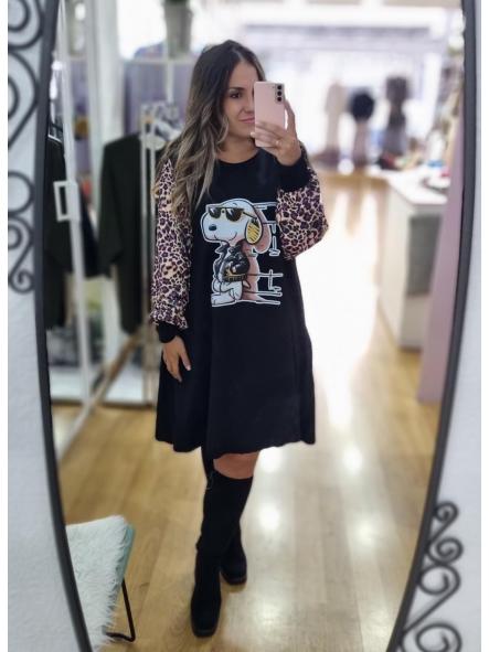 Vestido snoopy mangas animal print TALLA GRANDE [0]