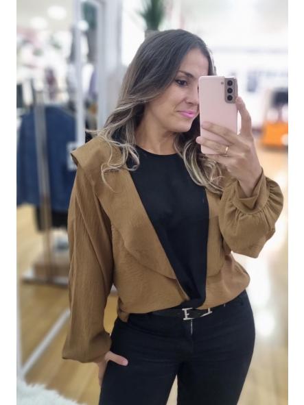 Blusa bicolor camel- negro