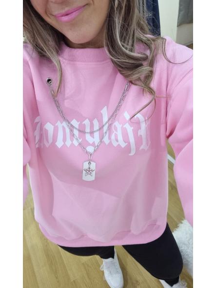 Sudadera cadenas rosa OVERSIZE