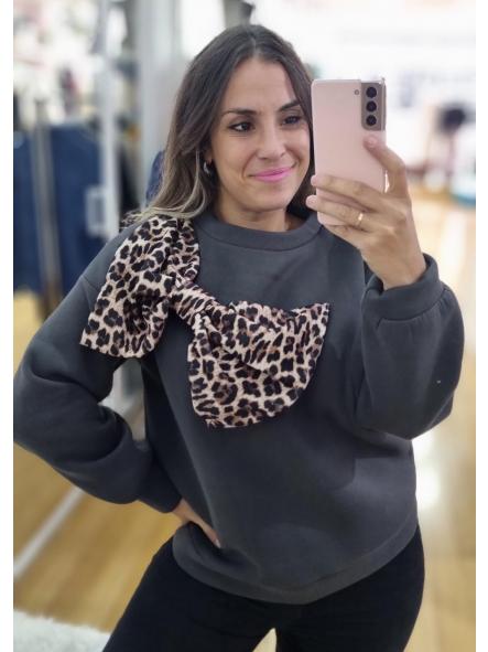 Sudadera lazo leopardo gris marengo [0]